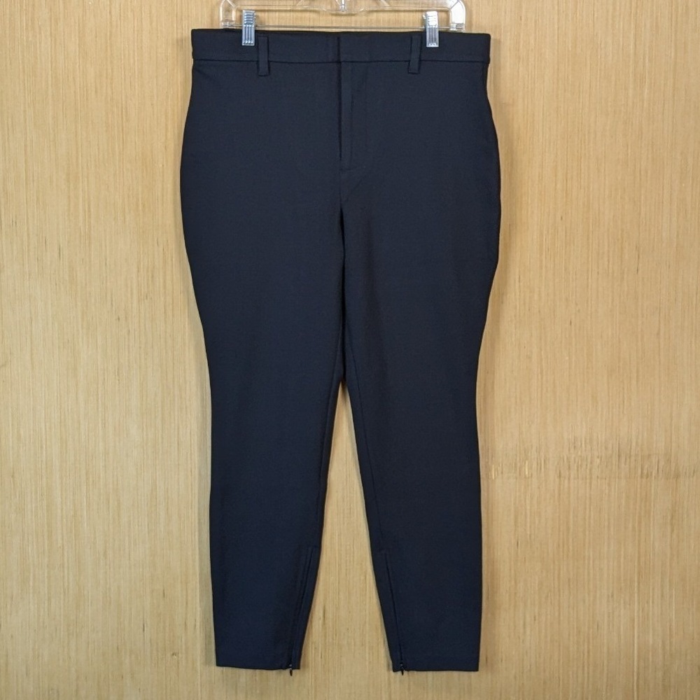 Lands End Pants Womens 12 Petite Black Zipper‎ Ankle Business Casual Stretch